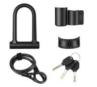 Bike U Lock, 3 Keys Bicycle D Lock with 1.2m High Security Steel Cable and Strong 12 Ton Shear, 17mm U Shape Lock Adjustable Mounting Bracket Anti Theft Bicycle Lock for Road/Folding/Mountain/Scooter