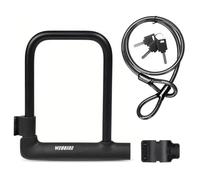 Bike U Lock with 4ft Security Cable 14mm Shackle, Bike Lock with 3 Keys and Mounting Bracket, Bicycle U-Locks Perfect for Road, Mountain, and Electric Bikes,Bicycle Lock