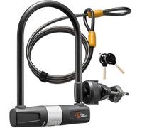 Bike U Lock with Cable - Via Velo Heavy Duty Bicycle U-Lock,14mm Shackle and 10mm x1.8m Cable with Mounting Bracket for Road, Mountain, Electric & Folding Bike