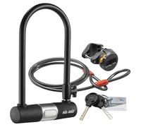 Bike U Lock With Vandalproof Cable - VIA VELO Heavy Duty Bicycle U Lock shackle 15mm with 3 Keys and Weatherproof Shock Lock Set, Bike Tire Lock For Road Bike Mountain Bike Electric Bike Folding Bike