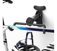 Bike Wall Mount for Specialized Men's Sirrus | Heavy-duty steel bike wall mount with padded frame hooks and bottom storage hook for helmet hanger.