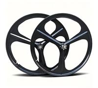 Bike Wheel Set 24/26/27.5/29 Inch Magnesium Alloy One-Piece Bike Wheelset 3-Spokes Set Rim Front & Rear Wheels100x135mm For 6-9 Speed Freewheel Disc Brake(Black,20inch)