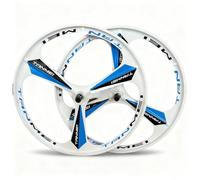Bike Wheel Set 24/26/27.5/29 Inch Magnesium Alloy One-Piece Bike Wheelset 3-Spokes Set Rim Front & Rear Wheels100x135mm For 6-9 Speed Freewheel Disc Brake(White Blue,26inch)