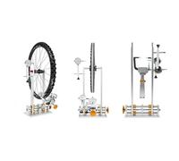 Bike Wheel Truing Stand, Professional Bicycle Rim Repair Tool with 4 Bearings & Multi-Size Spoke Wrench, Supports 16-29 Inch Wheels, Thru Axle Rod for 12/15/20mm Axles, Road MTB e-Bike(Gold)