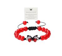bike8 Always Believe in Yourself Butterfly Bracelet 8mm Natural Stone Beaded Butterfly Bracelet Cute Butterfly Charm Bracelets Lucky Butterfly Friendship Matching Bracelet for Women, Adjustable, Stone