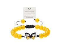 bike8 Always Believe in Yourself Butterfly Bracelet 8mm Natural Stone Beaded Butterfly Bracelet Cute Butterfly Charm Bracelets Lucky Butterfly Friendship Matching Bracelet for Women, Adjustable, Stone