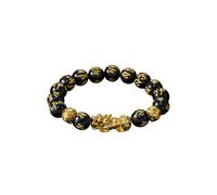 bike8 Fengshui Pixiu Wealth Bracelet Feng Shui Black Obsidian Mantra Bracelet Good Luck Money Amulet Bracelet Buddha Bracelet for Women Men, L, Zinc, no gemstone