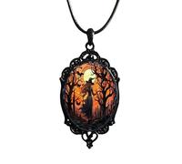 bike8 Gothic Bat Glass Pendant Necklace for Women Raven Cross Cabochon Pendant Choker Necklace Vintage Gothic Rope Chain Witch Cross Choker Dark Punk Style Necklace Mystic Witch Jewelry Accessories
