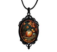 bike8 Gothic Bat Glass Pendant Necklace for Women Raven Cross Cabochon Pendant Choker Necklace Vintage Gothic Rope Chain Witch Cross Choker Dark Punk Style Necklace Mystic Witch Jewelry Accessories