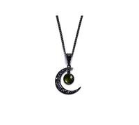 bike8 Gothic Vintage Black Crescent Moon Pendant Necklace with Purple Crystal - Goth Jewelry for Women, Zinc, No Gemstone