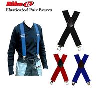 BIKEIT HEAVY DUTY ELASTICATED PAIR BRACES Motorbike Biker Rider Braces For Mens Pant Trouser - Black
