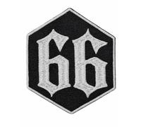 Biker 66 or 99 Gothic Retro Embroidered Patch - Iron-On or Sew On Patch for MC Motorcycle Vest, Jacket or Jeans - Old School Style White/Black 10cm DIY Clothing