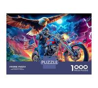 Biker And Eagle 1000 Pc Premium Cardboard Jigsaw Puzzle Biker Biker with Eagle in A Cosmic Storm for Family Group Holiday Activity Creative Hobby 70x50cm/1000pcs
