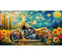 Biker at sunset with motorcycle 1000 Pieces Adult Jigsaw Puzzle - Challenging Educational Game Decompression for Adults Kids 38x52/1000pcs