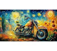 Biker-at-sunset-with-motorcycle 1000Pc Adult Jigsaws Puzzle Game Fun Present & Activity for Home Impossible Hard Difficult Educational Game Decompression 70x50/1000pcs