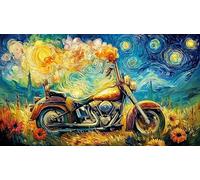 Biker-at-sunset-with-motorcycle Adult Jigsaws 1000 Piece Puzzle Game Challenging Puzzles for Wall Decoration and Gifts Great Gift Idea Educational Games 38x52/1000pcs