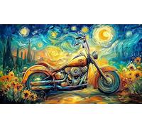 Biker-at-sunset-with-motorcycle Adult Jigsaws 1000 Pieces Puzzle Game Fun Present & Activity for Home for Adults and Kids Age 12 Years Up Educational Games 70x50/1000pcs