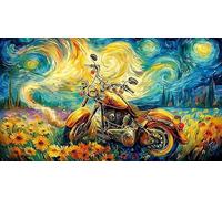 Biker-at-sunset-with-motorcycle Adult Jigsaws 1000 Pieces Puzzle Game Fun Present & Activity for Home for Adults and Kids Age 12 Years Up Educational Games 38x52/1000pcs
