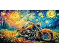 Biker-at-sunset-with-motorcycle Adult Jigsaws Puzzle 1000 Piece Educational Games Fun Present & Activity for Home Challenging Puzzles for Relaxation, Creativity & Gift Giving 38x52/1000pcs