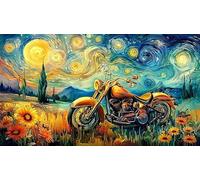 Biker at sunset with motorcycle Puzzle for Adults 1000 Piece - Challenging Impossible Hard Game Great Gift Idea 75x50/1000pcs