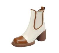 Biker Boots Women's Leather H Platform Ankle Boots Women's Gothic Wide Cowboy Boots with Buckle Half Height Riding Boots Non-Slip Winter Boots Short Shaft Slip On Boots PU Leather Chelsea Boots, brown