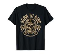 Biker Born To Ride Skeleton Ride Hard Live Free T-Shirt