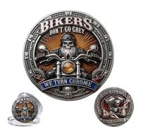 Biker Brotherhood Ride Forever Challenge Coin, Double Sided Vintage Motorcycle Commemorative Coin, Skull Rider V Twin Engine Metal Collector Token, Gift for Motorcycle Enthusiasts (1pcs)