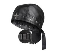 Biker Cap for Women Leather - Adjustable Motorcycle Skull Cap with Snug Fit, Stylish Biker Doo Rag Headwrap for Riding & Outdoor Activities