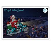 Biker Christmas Cards - Boyfriend Dad Son Friends Enfield Motorcycle motorbike (Grandad Xmas Card)