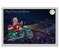 Biker Christmas Cards - Boyfriend Dad Son Friends Enfield Motorcycle motorbike (Great Grandson Xmas Card)