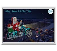 Biker Christmas Cards - Boyfriend Dad Son Friends Enfield Motorcycle motorbike (One I Love Xmas Card)