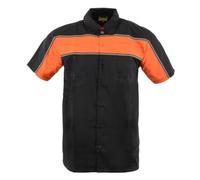Biker Clothing Co. MDM11673 Men’s Black and Orange Short Sleeve Motorcycle Shirt with Reflective Material - Medium