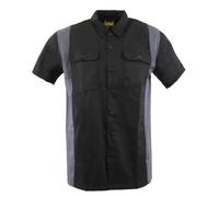 Biker Clothing Co. MDM11674.01 Men’s Two-Tone Black and Grey Short Sleeve Motorcycle Mechanic Shirt - Large