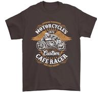 Biker Custom Cafe Racer Motorcycle Mens T-Shirt 100% Cotton Dark Chocolate 3XL