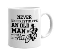Biker Dad Coffee Mug - Never Underestimate an Old Man on a Bicycle - Bicycle Biker Cycling Grandpa Father's Day 11oz White…