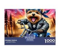 Biker Dog Adventure 1000 Pc Adult Jigsaws - Dog Biker Sunset Impossible Hard Difficult Challenging Game for Wall Decoration And Gifts38x26cm/1000pcs