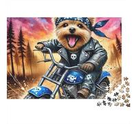 Biker Dog Adventure 1000pc Thick Cardboard Jigsaw Puzzle for Stress Relief Seekers Christmas Gathering Home Decor Classroom Puzzle Activity Gift Idea 52x38cm/1000pcs