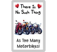 Biker Fridge Magnet Gift - There's No Such Thing As Too Many Motorbikes - Cute Fun Novelty Present