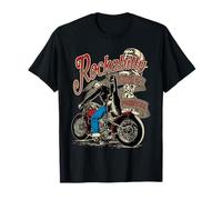 Biker-Gift - Rockabilly lives forever - Rockstar riding bike T-Shirt