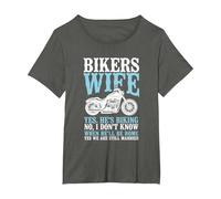 Biker Girlfriend Funny Biker's Wife We are Still Married T-Shirt, Women's Plus, Asphalt Grey, 5X