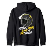Biker Helmet Hair Not My Problem Bald Motorcycle Rider Zip Hoodie