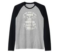 Biker Hogs We'll Ride Them Straight to Hell Retro Motorcycle Raglan Baseball Tee