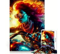 Biker in The Streets Jigsaw Puzzles for Adults 1000 Piece Improve Memory Calm Recreation Laser Cut Unique Xmas Gift (50x75cm)