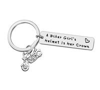 Biker Keychain Motorcycle Gift Bike Girl Gifts Motorbike Keychain Biker Keyrings Gift for Motorcycle Lovers Presents Motorcycle Gift for Bikers A Biker Girl’s Helmet is Her Crown