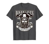Biker Lives Matter, Motorcycle Quotes with Skull T-Shirt, Men, Dark Heather Grey, X-Large