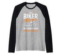 Biker Mama Just Like a Normal But Cooler Funny Motorcycle Raglan Baseball Tee