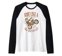 Biker Monkey Ride Like A Wild Monkey Go Bananas Motorcycle Raglan Baseball Tee