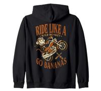 Biker Monkey Ride Like A Wild Monkey Go Bananas Motorcycle Zip Hoodie