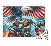 Biker on Motorcycle 1000 Piece Jigsaw Puzzle for Adults American Eagle 52x38cm/1000pcs