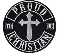 Biker Patches Proud Christian Biker Patches for Leather Vest | Proud to be Christian Morale Patches Iron on | America Patches sew on Motorcycle Accessory | 90x90 mm